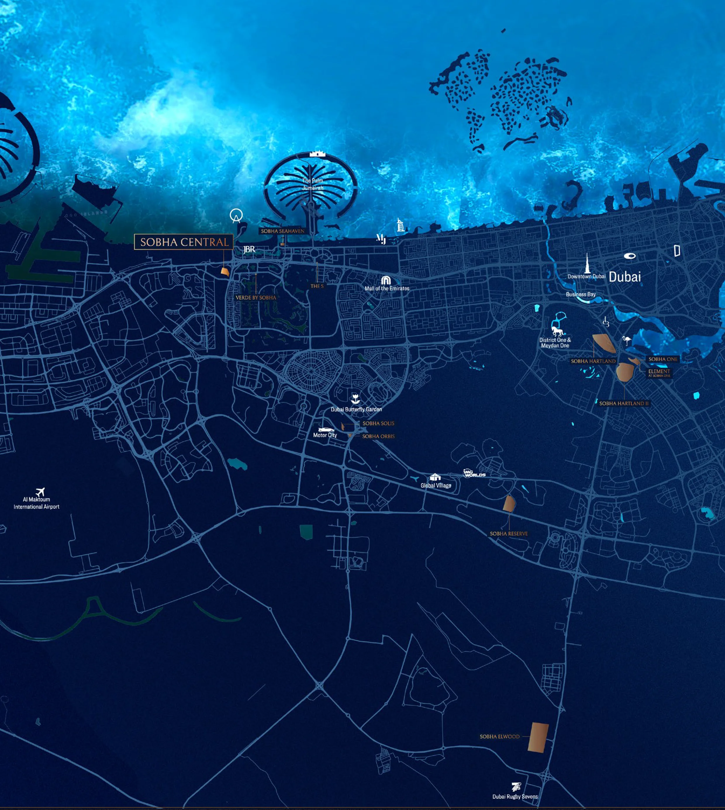 Sobha Central Dubai location map